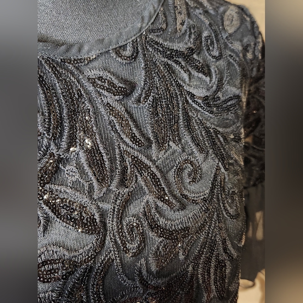 Ina Black Sequin Embroidered Crop Blouse - Picture 3 of 6